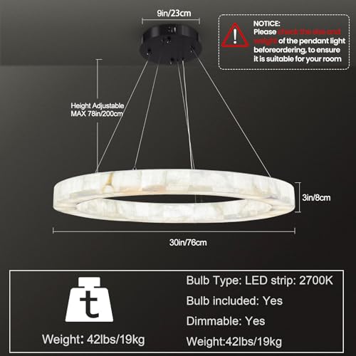 Alabaster Chandelier Spanish Natural Marble Round D30in Chandeliers