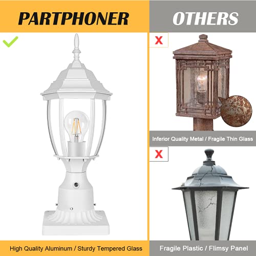 Dusk to Dawn White Outdoor Post Light with Pier Mount Base