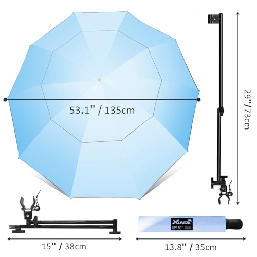 UPF 50+ Beach Umbrella with Adjustable Universal Clamp