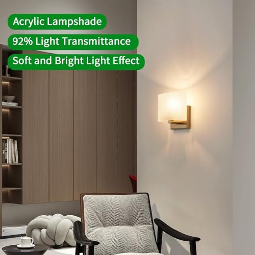 Small Flat Modern Acrylic Indoor Hardwired Gold Wall Sconce Light Set of 2 (2 Count)