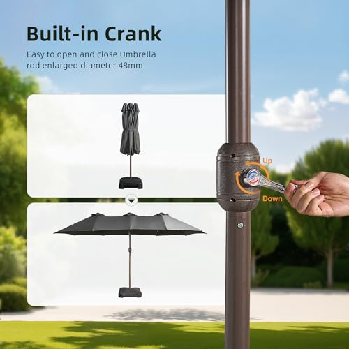 15 ft Large Patio Umbrella with Color Changing Lights