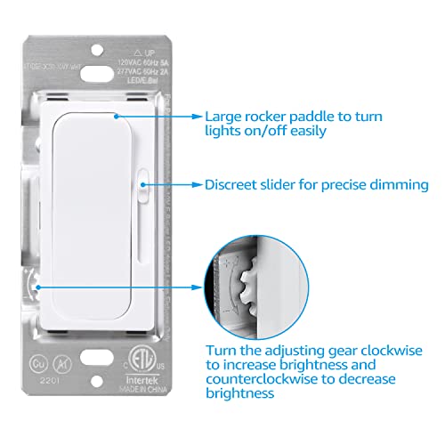 2-Pack 0-10V LED Dimmer Switch, Single-Pole or 3-Way Light Switch (2 Count)