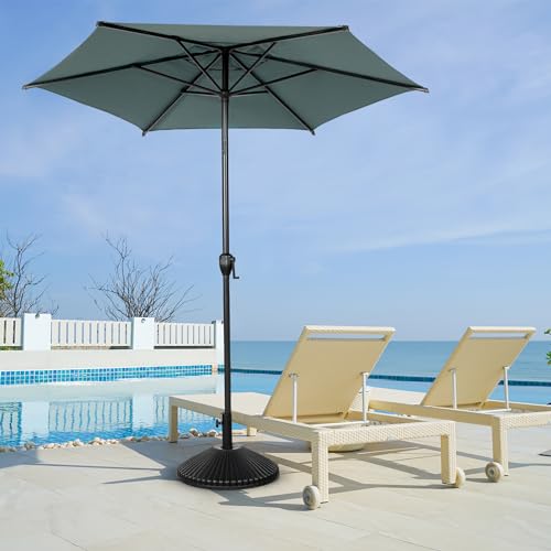 7.5FT Lyon Outdoor Patio Umbrella Outdoor Table Umbrella with Push Button Tilt and Crank Market Umbrella 6 Sturdy Ribs UV Protection Waterproof for Garden Deck Backyard Pool Grey