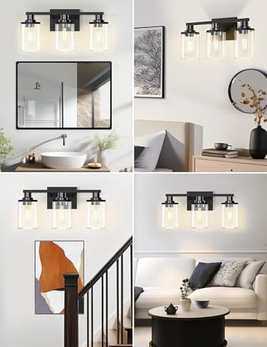20 Inch 3 Light Black Bathroom Vanity Light ETL Listed