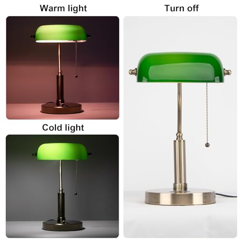 Glass Bankers Desk Lamp with Wireless Charger