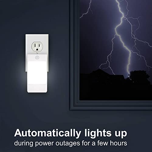 4-in-1 LED Night Light Emergency Backup Light, Motion Sensor, Dusk-to-Dawn Sensor, Rechargeable Battery Operated 5000K Daylight White, LED Flash Light for Home, Power Failure, Hurricane, 2Pack (2 Count)