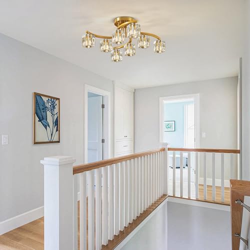 Gold Semi Flush Mount Ceiling Light Fixture