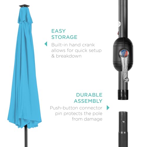 10ft Solar Polyester LED Lighted Patio Umbrella w (10 Foot)
