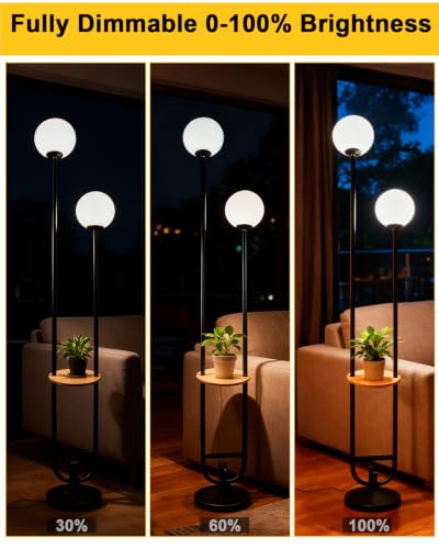 Globe Floor Lamp Mid Century Black Standing Lamp with 3000K Bulbs Included Vintage Tall Lamp with 5Lbs Heavy Base for Lving Room (2 Count)