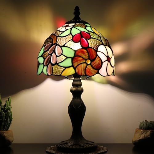 Small Tiffany Table Lamp 15" Stained Glass Lamp Purple Grapes Style