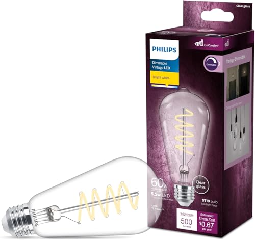 60W ST19 1 Pack Vintage Edison Spiral Bright White