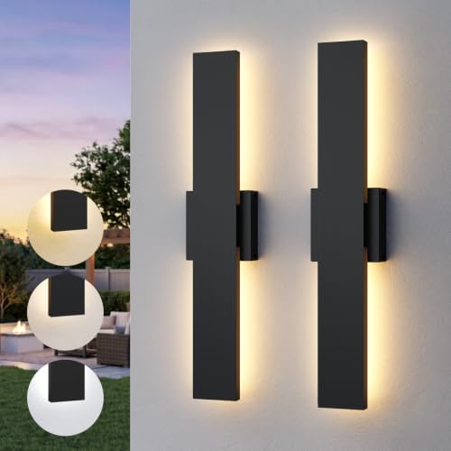 2 Pack 23.6in Modern Black Outdoor Wall Lights (23.6in)