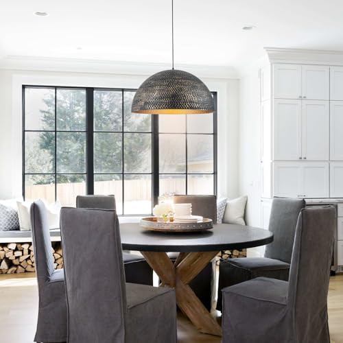 23.6 in. Black and Gold Hammered Pendant Light Fixtures