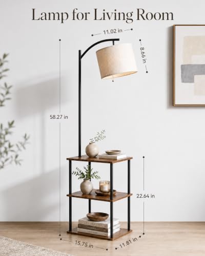 Floor Lamp with Table (Rustic Brown)