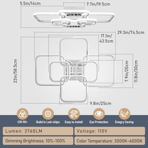 31.5" Modern LED Ceiling Light 6