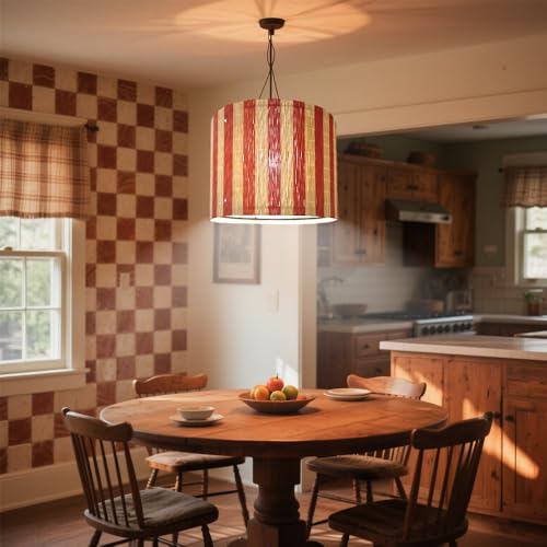 bamboo lamp shade modern decorative red stripe groovy unique Lamp Replacement Accessories E27 size 30x23cm