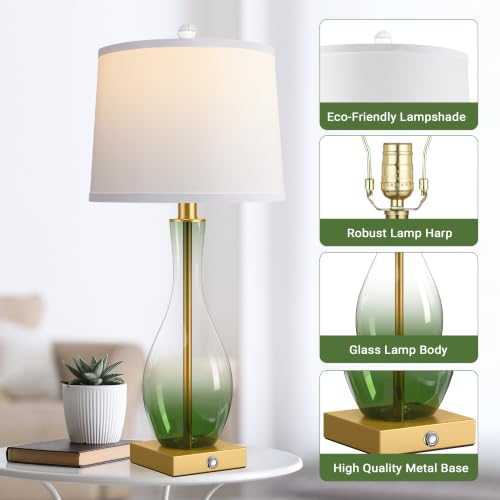 27" Glass Table Lamps Set of 2 (2 Count)