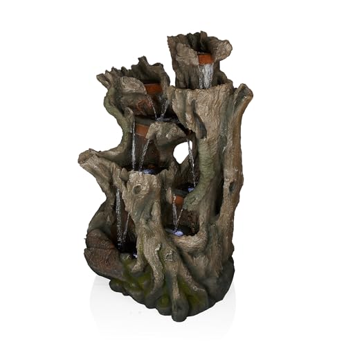 WIN1398 Outdoor Cascading Willow Tree Floor Fountain with Cool White LED Lights