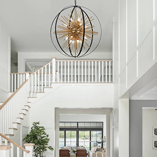 31.5" Black Gold Large Globe Sputnik Chandelier