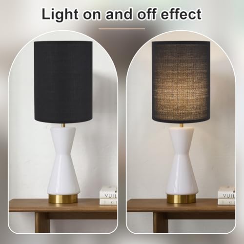 Black Linen Tall Drum Lampshade