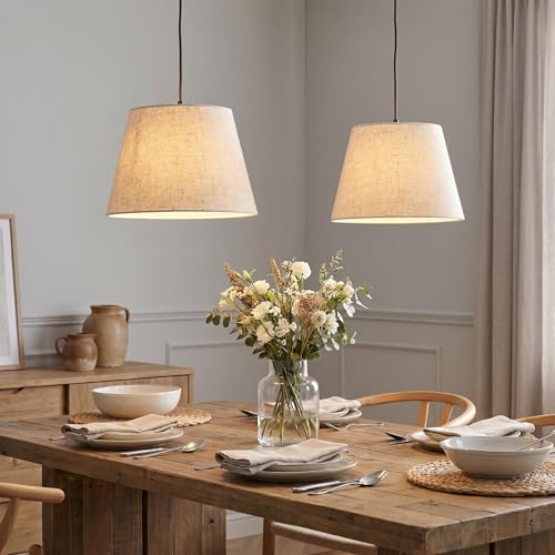 Pre Assembled Set of 2 Linen Spider Replacement Lampshades for Table Lamps (2 Count)