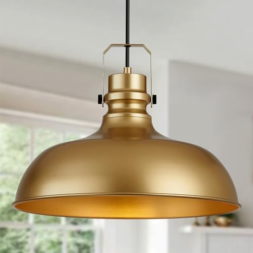 Gold Farmhouse Pendant Lights for Kitchen Island 16 Inch (2 Count)