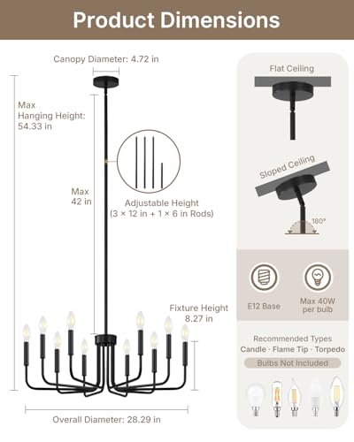 10 Light Black Chandelier