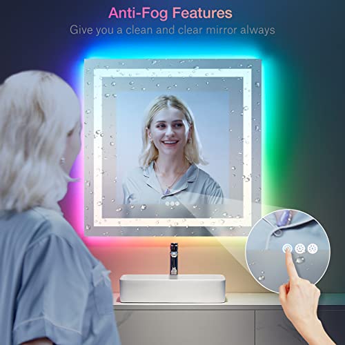 36"X36" RGB LED Bathroom Mirror with Lights