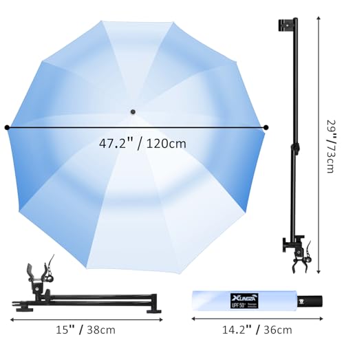 UPF 50+ Beach Umbrella with Adjustable Universal Clamp