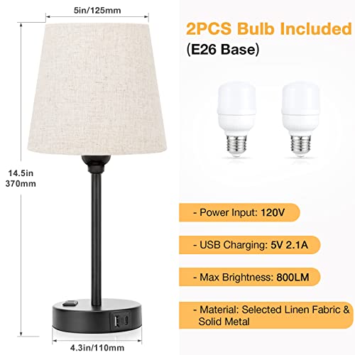 Bedside Table Lamps Set 2 for Bedroom (2 Count)