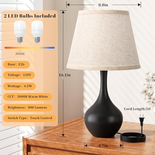 16.1" Touch Table Lamp for Nightstand