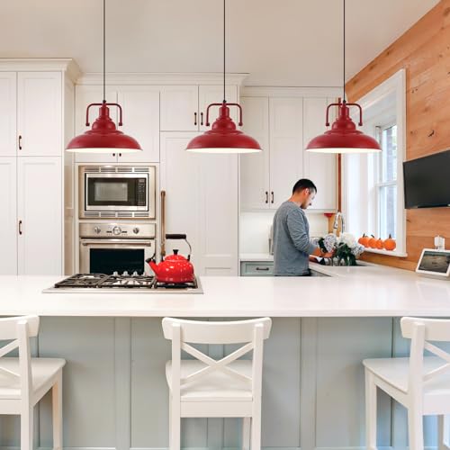 Red Farmhouse Pendant Lights 3 Packs (3 Count)