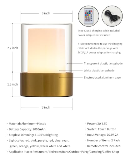 4" RGB Bronze Cordless Table Lamp 2