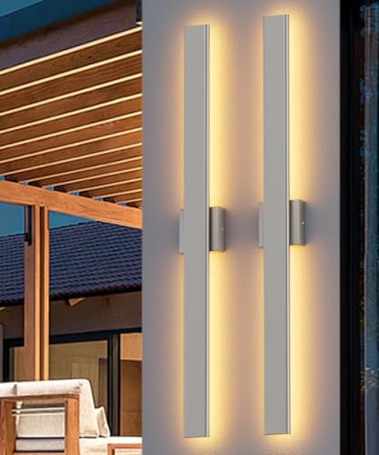 39.4" Nickel LED Outdoor Wall Light (2 Count)