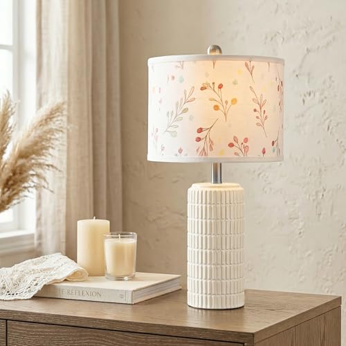 23'' Table Lamp with Flower Lampshade for Night Stands