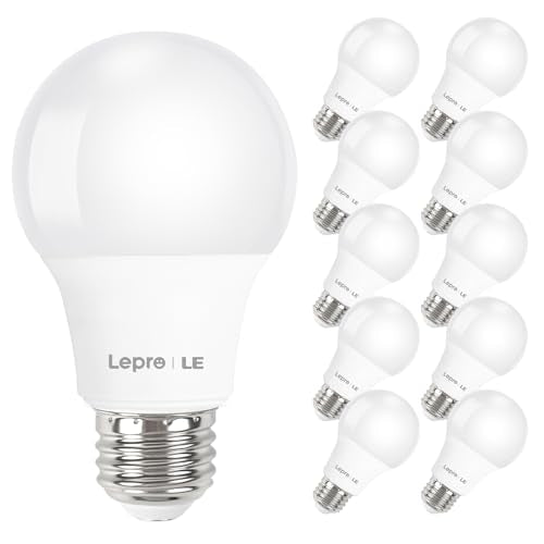 A19 E26 LED Light Bulbs 9W 800 Lumens Daylight White 5000K 10 Pack (10 Count)