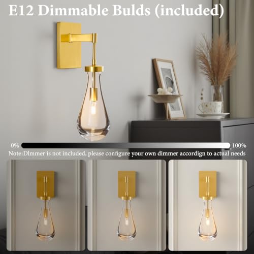 Raindrop Brass Crystal Wall Sconce