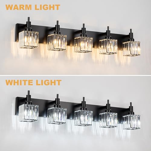 Black Crystal Bathroom Vanity Light 5