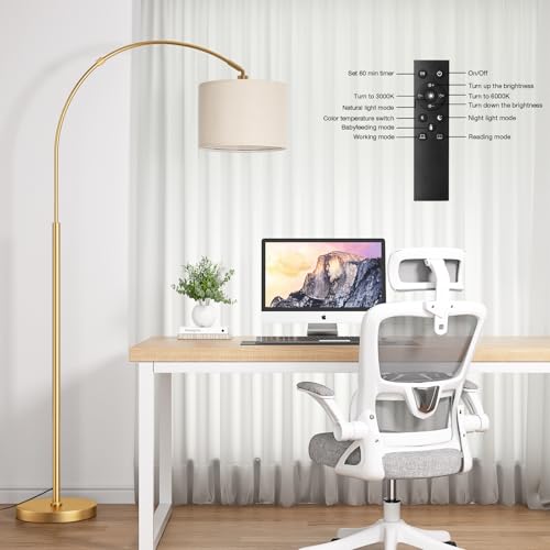 Dimmable Arc Floor Lamp with Remote