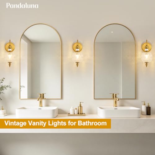 Vintage 1 Light Bathroom Vanity Light Wall Sconces (Antique Gold & Clear / 1-Light)