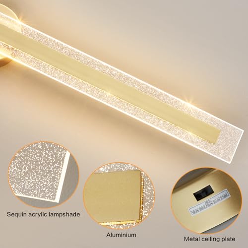 Modern Wall Sconces 39.4In Gold Wall Light Fixtures Dimmable LED Sconce Wall Lighting Indoor Hardwired Wall Lamps for Living Room Bedroom Hallway Stairs