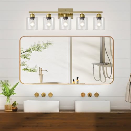 Modern Brushed Gold 5 Light Bathroom Vanity Light