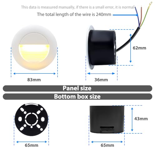 3W LED Recessed Step Light Warm White 120V IP65 Waterproof (4 Count)