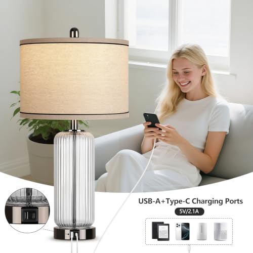 27" Black Glass Table Lamp (2 Count)