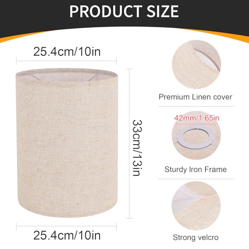Beige Linen Tall Drum Lampshade