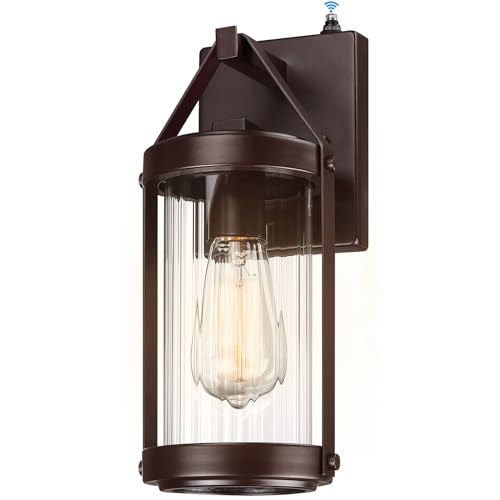 Dusk Dawn Sensor Outdoor Wall Sconce Brown Exterior Porch Lantern