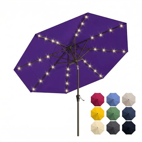 10FT Solar Patio Umbrella with Lights