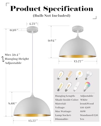 White Pendant Lights Kitchen Island 2 Pack (2 Count)