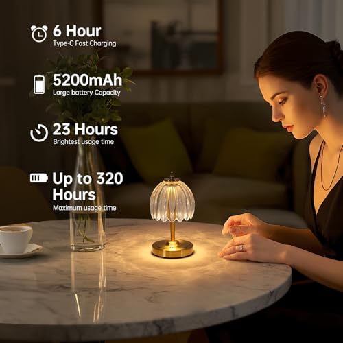 Set of 2 Tulip Table Lamp with 5200mAh Battery & Touch Control (2 Count)