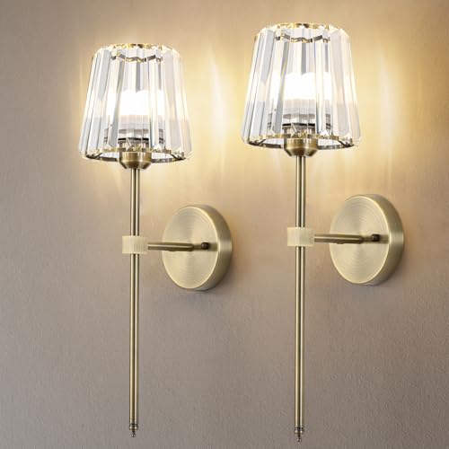Crystal Battery Operated Wall Sconces Set of 2 (2 Count)